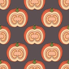 Vector seamless pattern with pumpkins. Decorative background for design