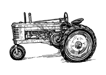 Vector drawing of tractor stylized as engraving © Oleksandr Babich