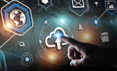 Businessman using digital cloud interface 3D rendering