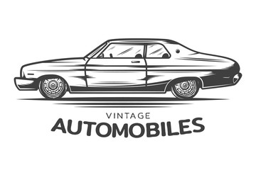 vintage car. retro logo. design template. transport or vehicle icon. automobile vector illustration