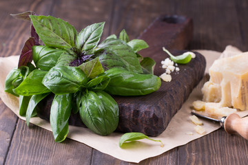 Ingredients for pesto genovese sauce