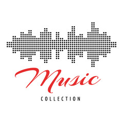 Abstract Equalizer halftone dots logo. Music collection emblem, Sound Wave, Audio Logo Sign. Vector Illustration.