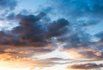 Bright orange and yellow colors sunset sky
