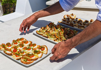Trays with small sandwiches