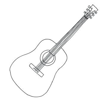 Sketch of a guitar. Vector illustration. Acoustic guitar isolated on white background.
