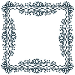 Doodle floral ornate vector square frame