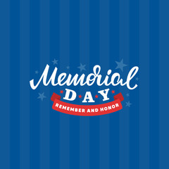 Memorial day card. American national holiday. Vector lettering illustration.