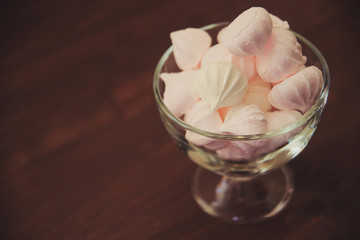 Egg white meringue in a glass vase