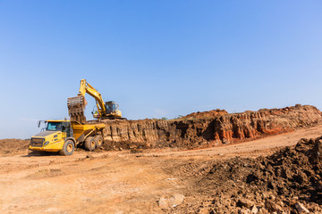 Obraz premium Construction Earthworks Grader Truck