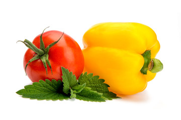 tomato, peppers isolated on white background