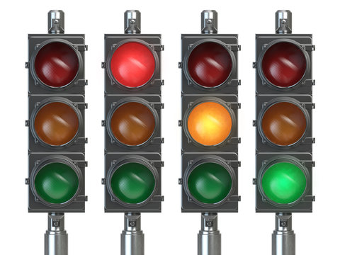 Traffic lights isolated on white background.