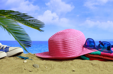 Summer sandy beach - sun protection