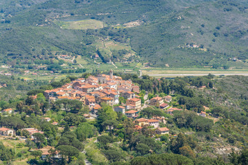 Panoramic view of Sant Ilario village in Elba Island, Tuscany, Italy
