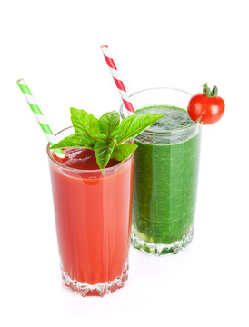 Fresh vegetable smoothie. Tomato and cucumber