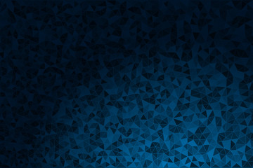 Vector abstract background with random colored triangles in dark blue colors. Futuristic geometrical modern background with polygon mesh. 