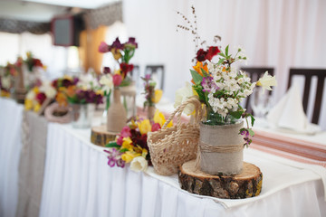 Obraz na płótnie Canvas Wedding table decoration elements for a nice lovely banquet