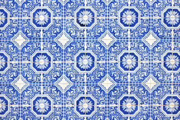 Typical blue portuguese decorations called azulejos