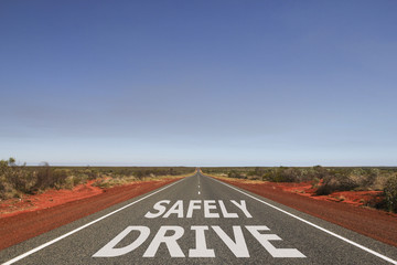 Drive Safely written on the road