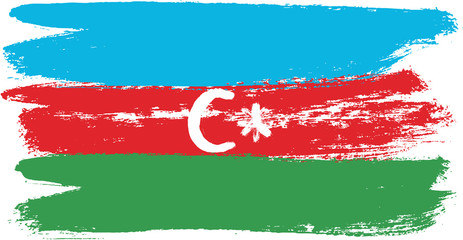 Azerbaijan Flag Vector Hand Painted with Rounded Brush