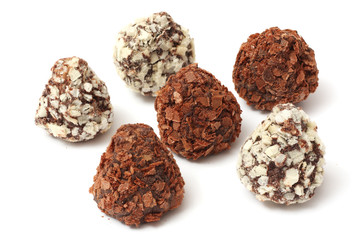 mix of chocolate candies sweets isolated on white background
