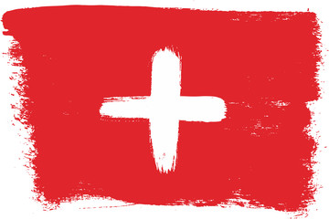 Switzerland Flag Vector Hand Painted with Rounded Brush