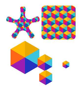 Set of abstract color box logo vector