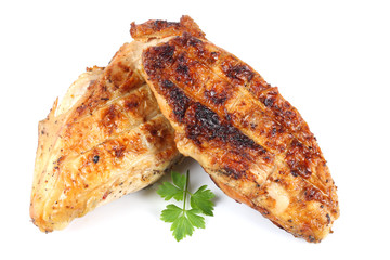 Grilled chicken fillet isolated on white background