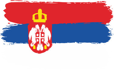 Serbia Flag Vector Hand Painted with Rounded Brush