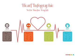 Infographic timeline template with heart