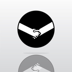 Shaking hands logo simple design vector illustration, symbol of deal, happy trade, greeting shake, casual handshaking agreement.