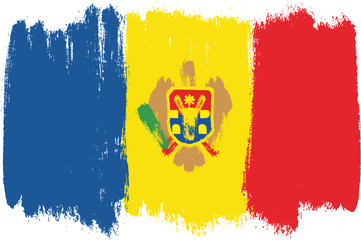 Moldova Flag Vector Hand Painted with Rounded Brush
