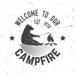 Welcome to our campfire. Vector illustration.