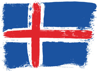 Iceland Flag Vector Hand Painted with Rounded Brush