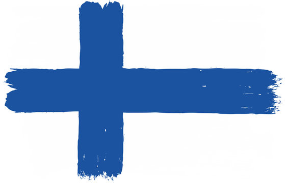 Finland Flag Vector Hand Painted with Rounded Brush