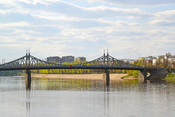 Starovolzhsky bridge from Volga in Tver, Russia