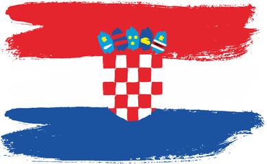 Croatia Flag Vector Hand Painted with Rounded Brush