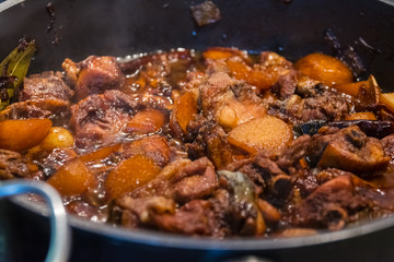 Asian Cooking Cuisine Vegetables Meats Closeup Eating Delicious Homemade