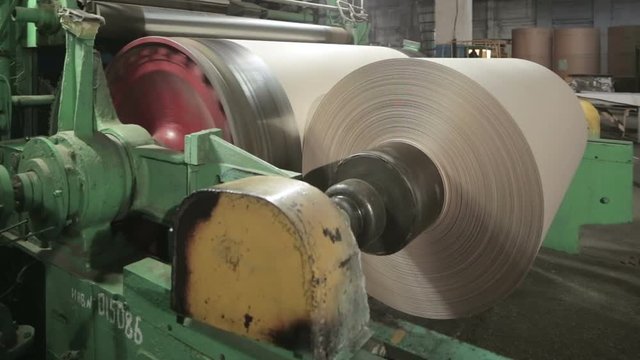 Paper production machine. Processing of secondary resources. Paper recycling. Large enterprise