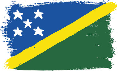 Solomon Islands Flag Vector Hand Painted with Rounded Brush
