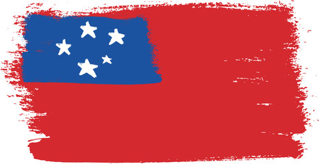 Samoa Flag Vector Hand Painted with Rounded Brush
