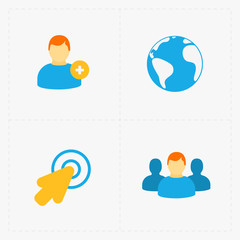 Modern colorful flat social icons set on White 