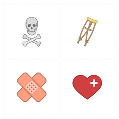 four flat medicine icons 