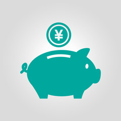 Piggy bank icon. Pictograph of moneybox. Flat design.
