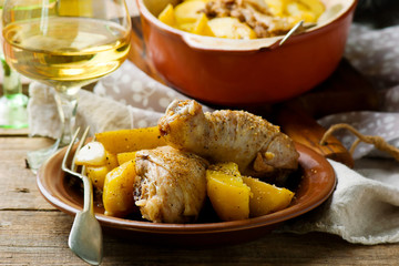 chicken drumstick with potato