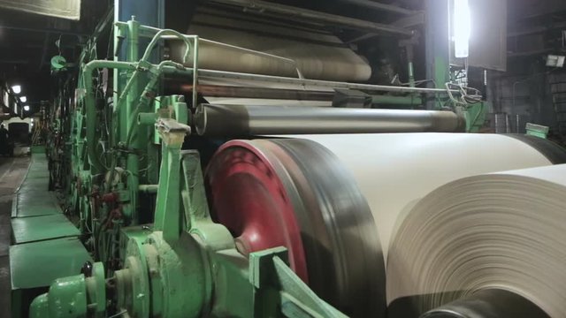 Paper production machine. Processing of secondary resources. Paper recycling. Large enterprise