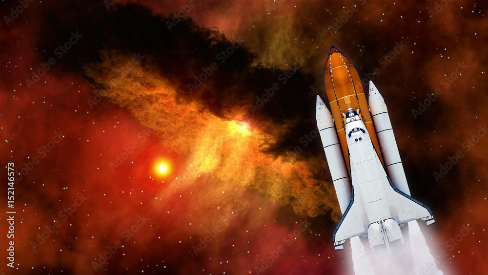 Wall mural space shuttle spaceship launch spacecraft planet mars rocket ship mission universe. elements of this