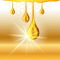 Golden oil drops shiny sparkles