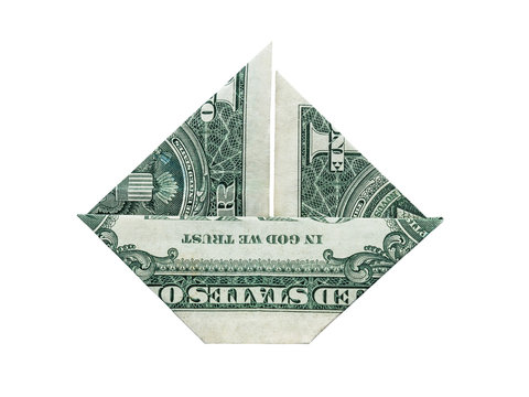 Origami dollar boat