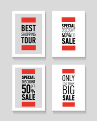 Flat modern sale posters. Vector illustrations for social media banners, posters, sticker, ads, promotional material.