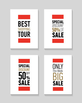 Flat modern sale posters. Vector illustrations for social media banners, posters, sticker, ads, promotional material.